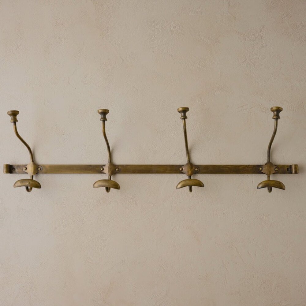 Duke Antique Brass Metal Wall Hooks- Long